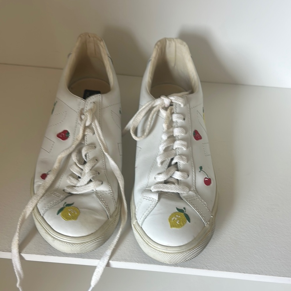 Veja x Madewell  White Sneakers with Fruit Design
